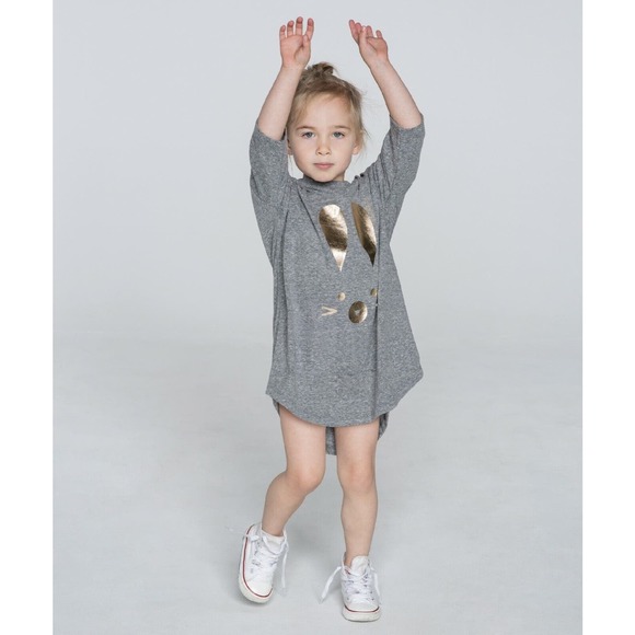 BABY GIRL'S HUXBABY CUTE BUNNY RABBIT DROP BACK HI-LOW TEE TUNIC DRESS "1" 12M - Picture 1 of 8